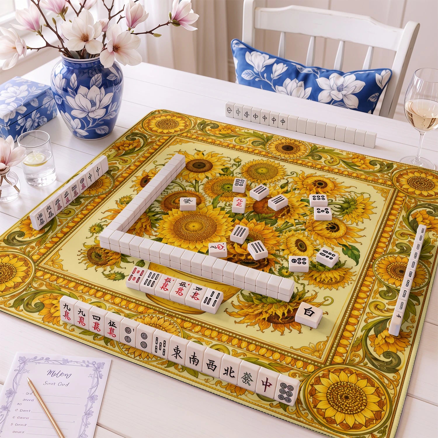 Sunflowers Vase mahjong mat – M (60x60 cm) and L (81x81 cm) sizes