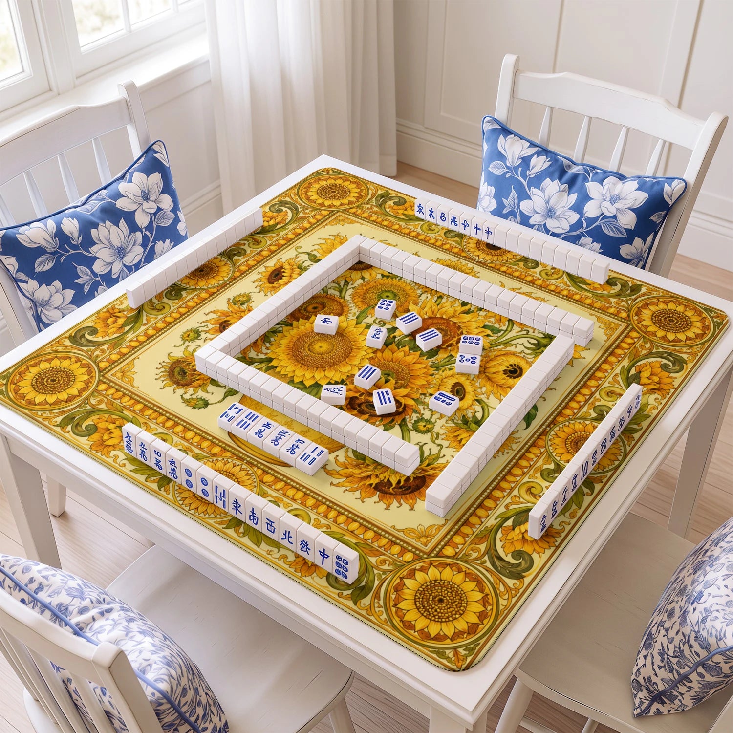 Sunflowers Vase Mahjong Mat – neoprene mah jongg table mat