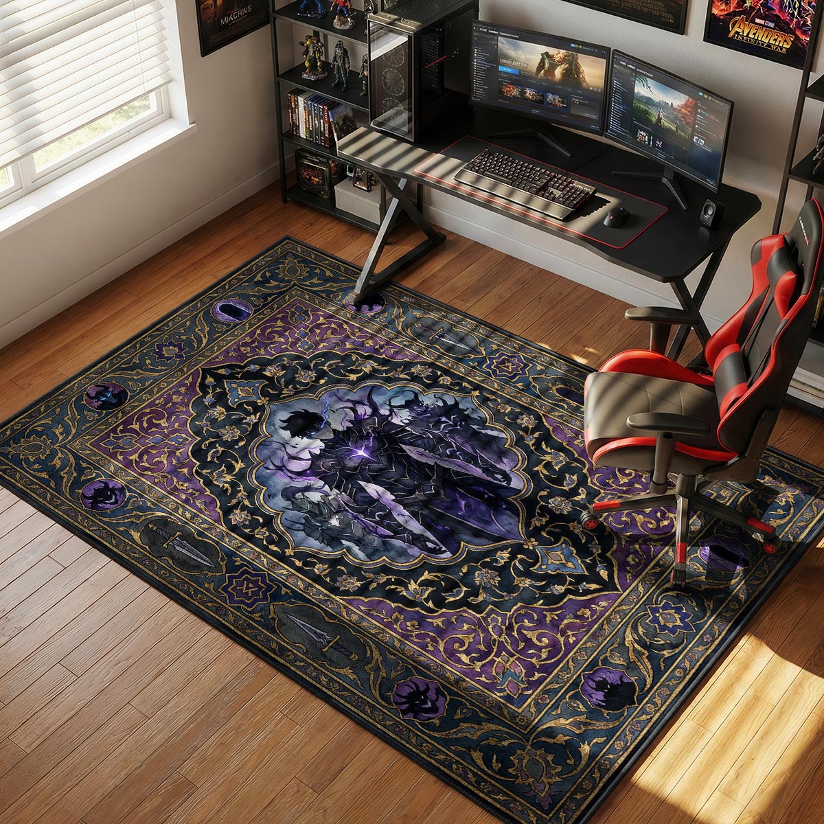 Sung Jin-Woo Shadow Monarch Rug - Solo Leveling Chair Mat
