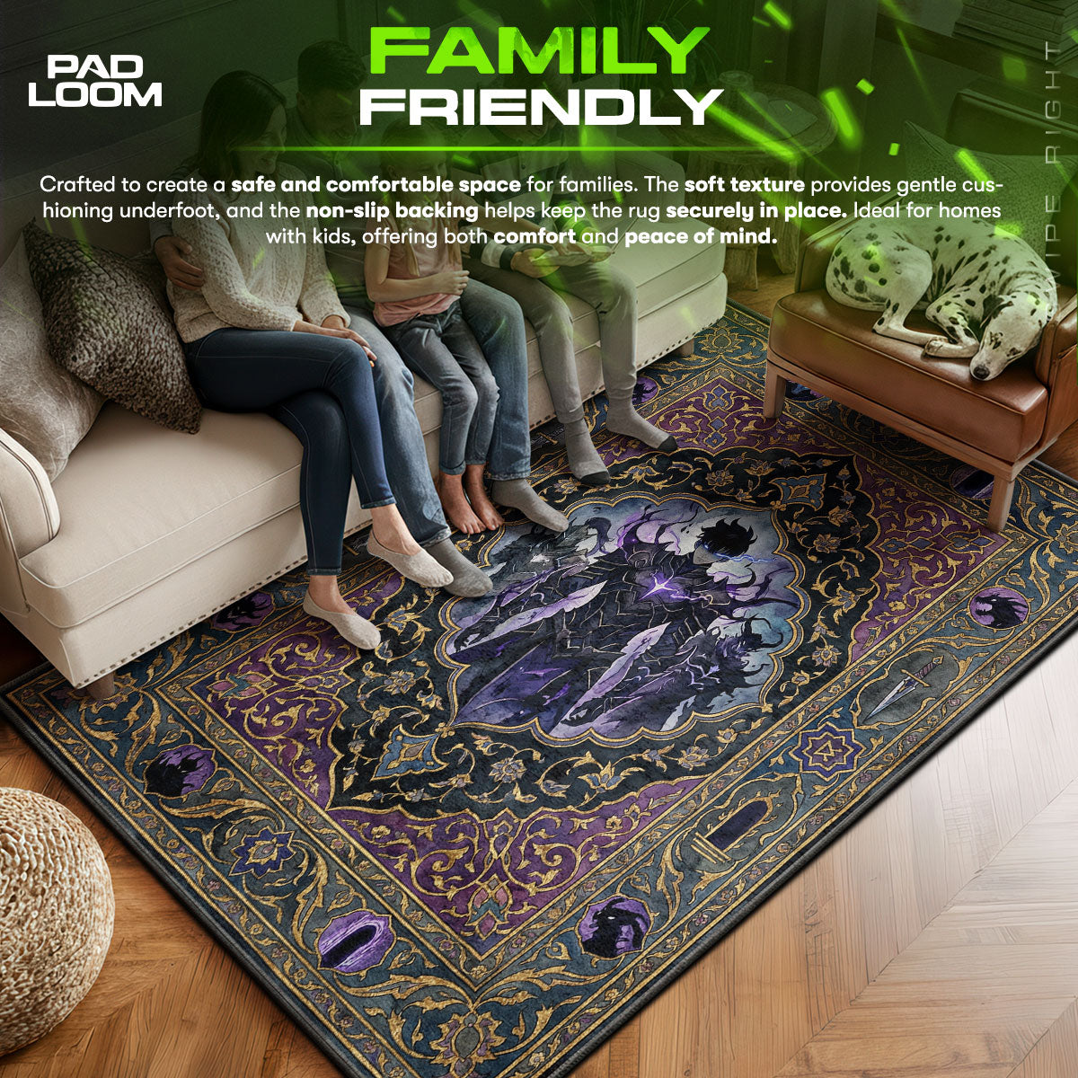 Sung Jin-Woo Shadow Monarch Rug - Solo Leveling Chair Mat