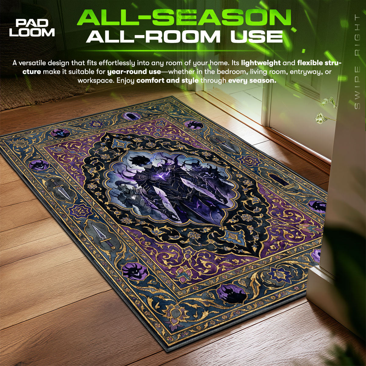 Sung Jin-Woo Shadow Monarch Rug - Solo Leveling Chair Mat