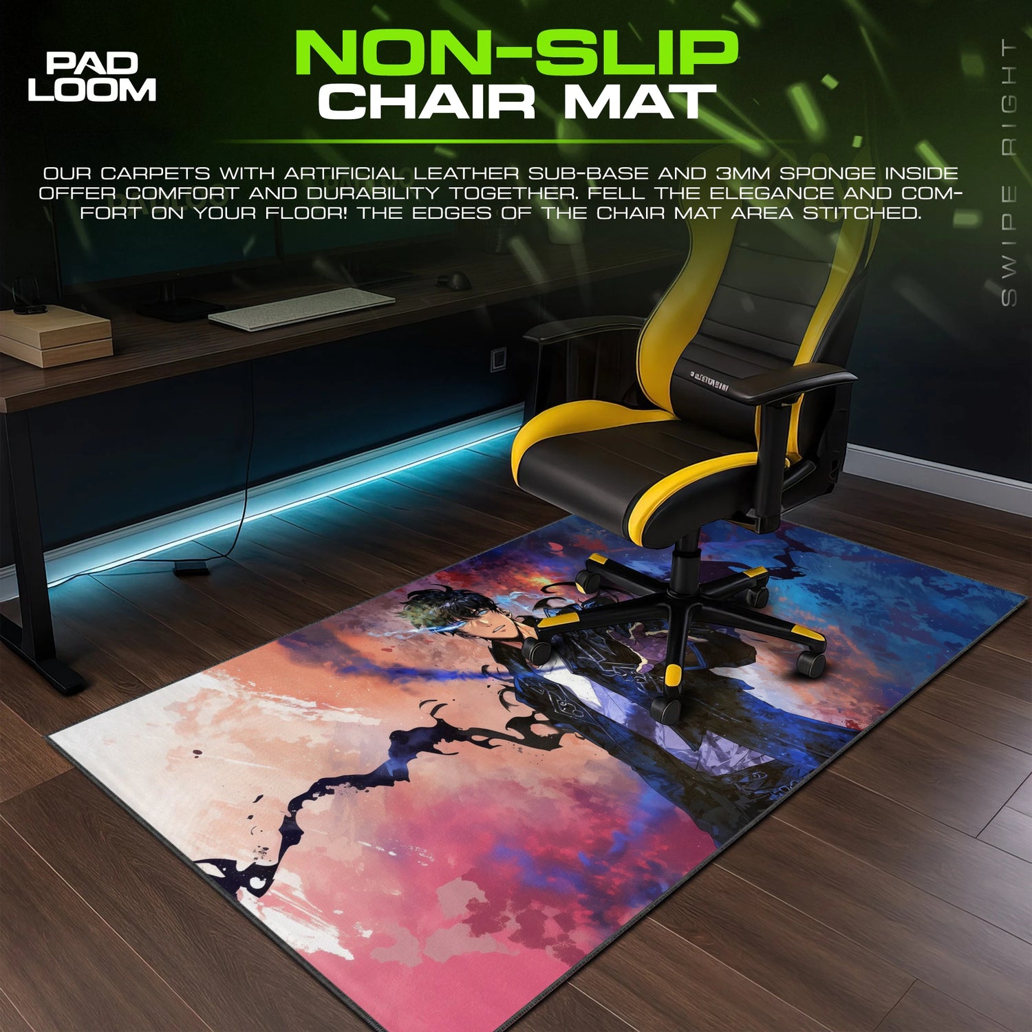 Sung Jinwoo Azure Gaze Mouse Pad - Solo Leveling Desk Mat
