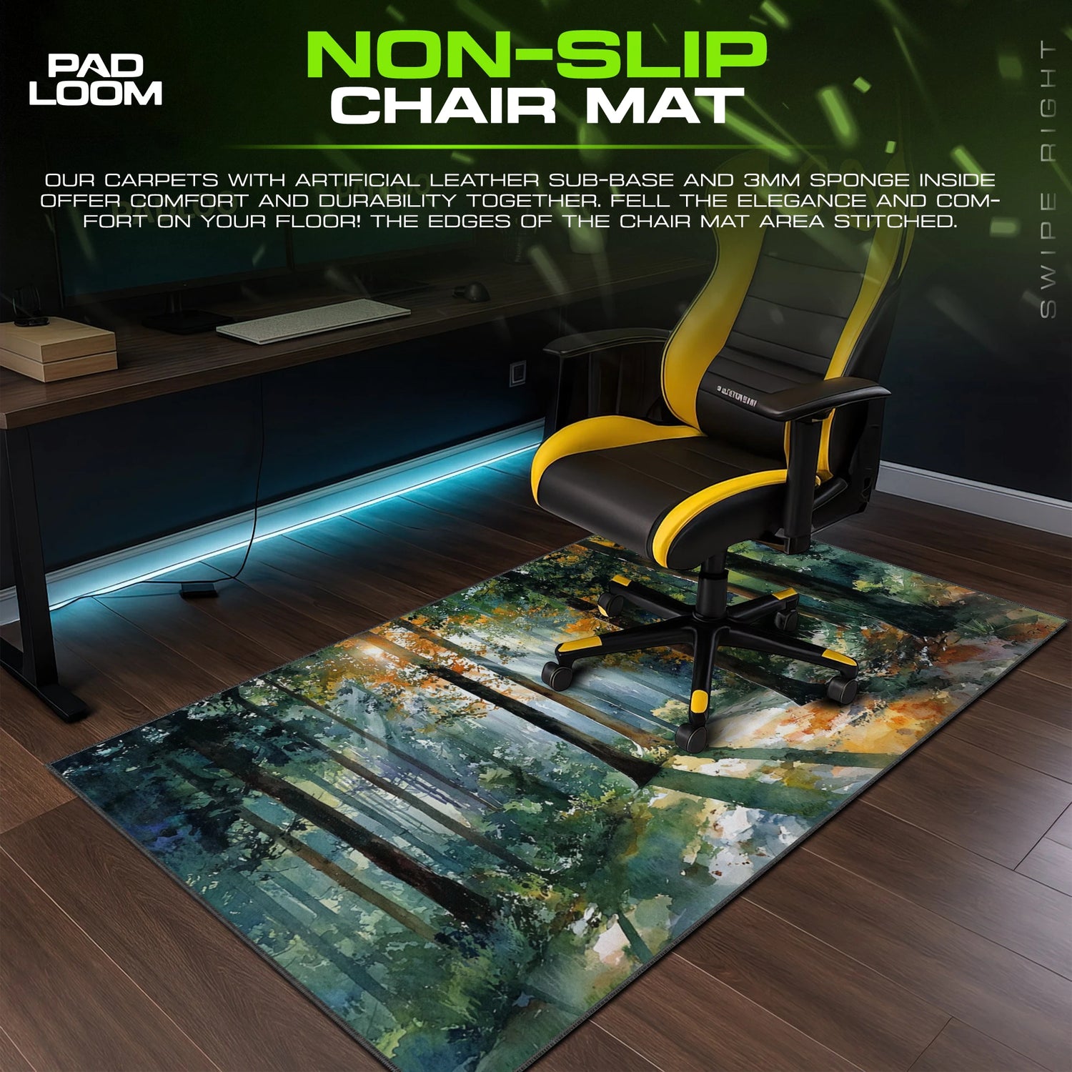 Sunlit Forest Glade Mouse Pad - Watercolor Desk Mat