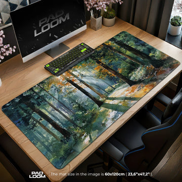 Sunlit Forest Glade Mouse Pad - Watercolor Desk Mat