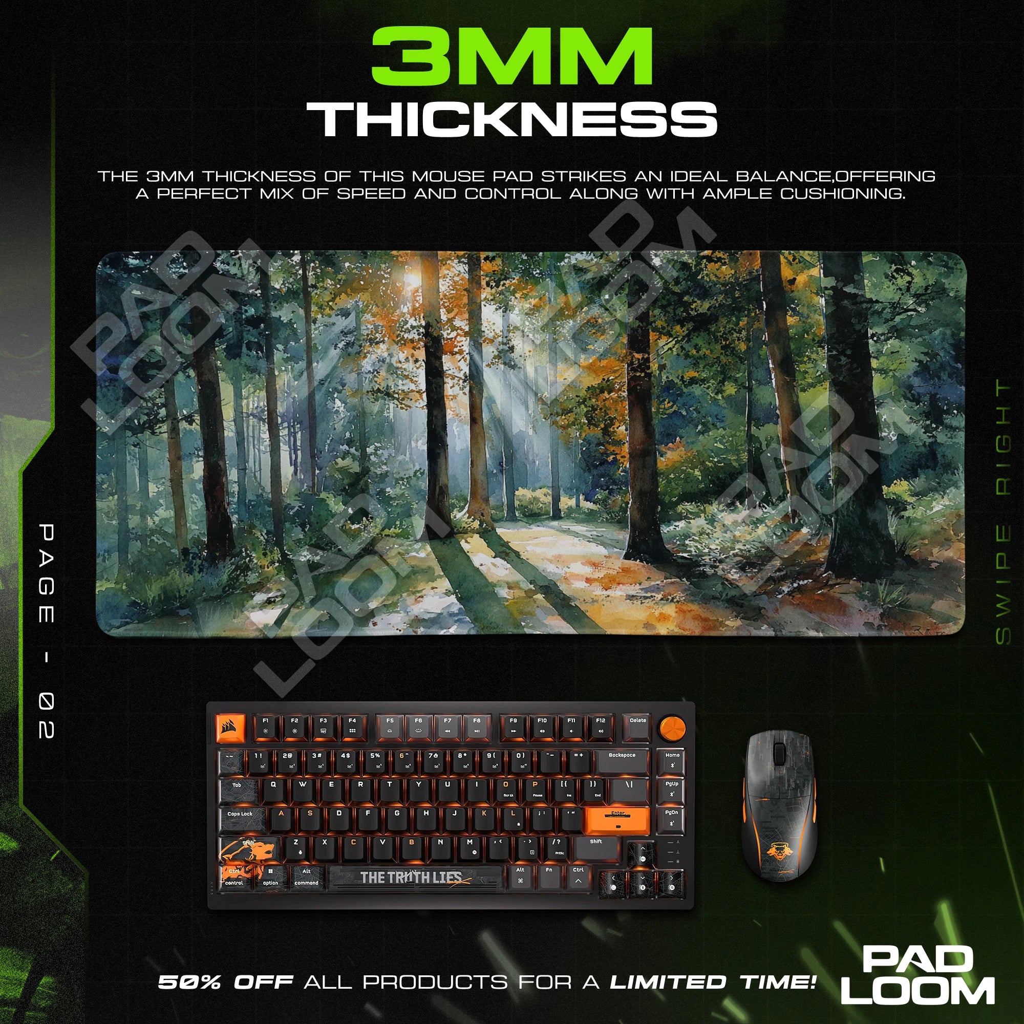 Sunlit Forest Glade Mouse Pad - Watercolor Desk Mat