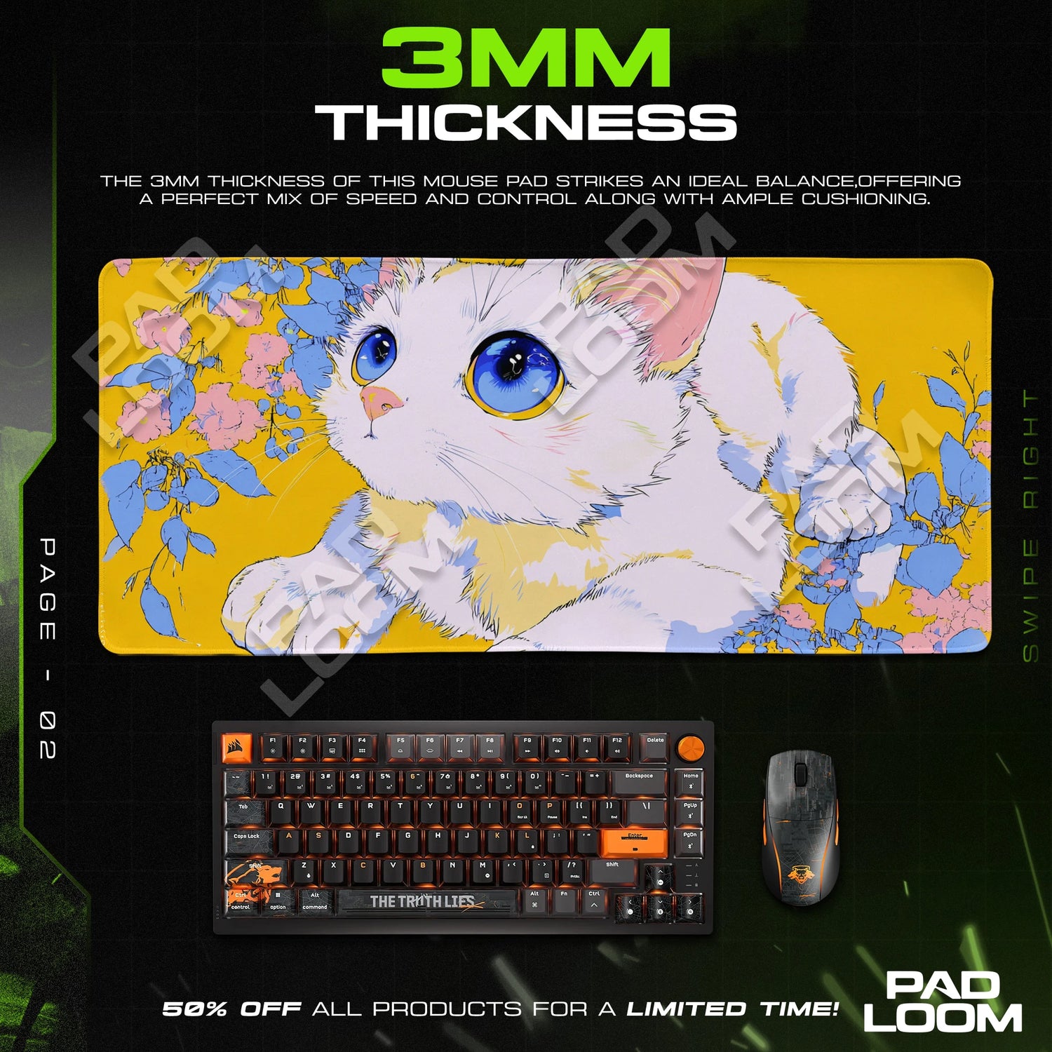 Sunny Kitten Anime Mouse Pad - Cat Art Desk Mat