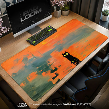 Sunrise Harbor Cat Mouse Pad - Art Parody Desk Mat