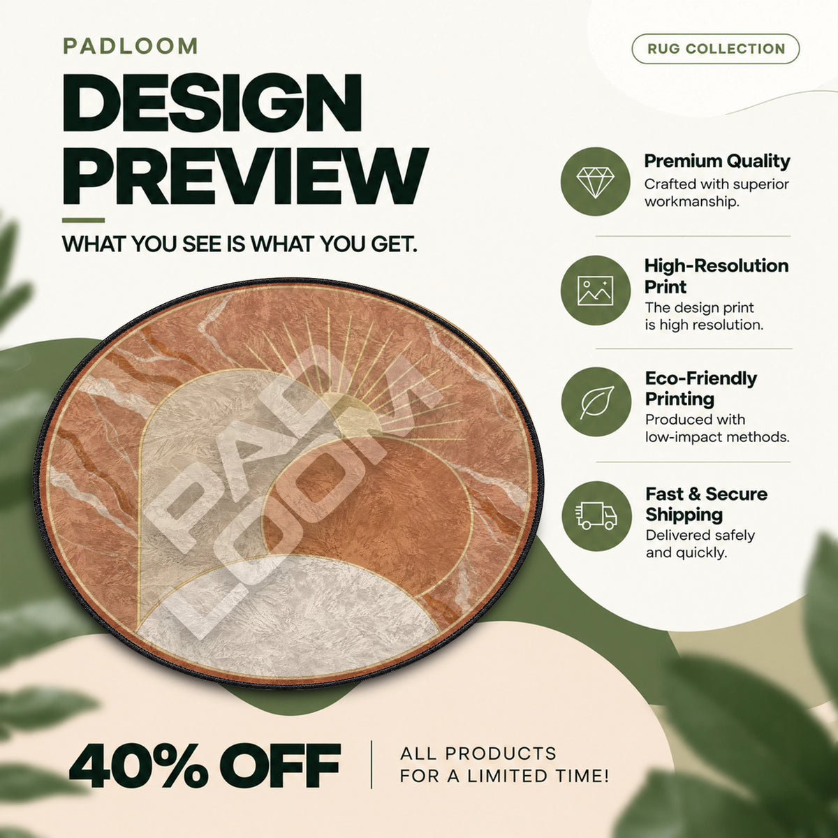 Sunrise Terracotta boho round rug full design preview