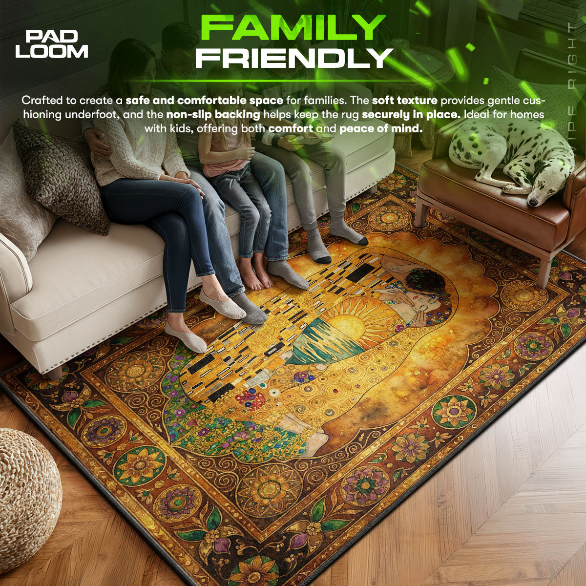 Area character design printed on rug