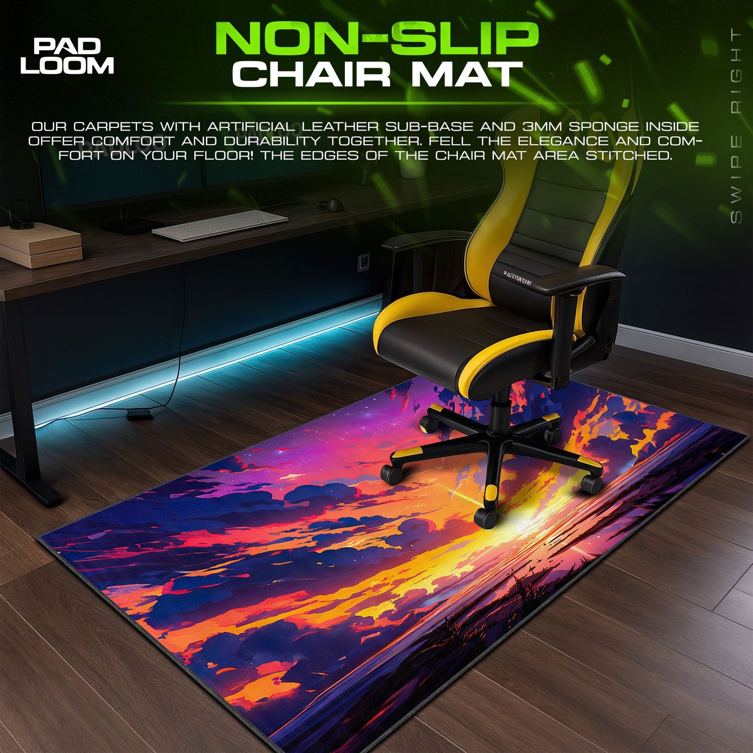 Sunset Horizon Mouse Pad, Abstract Anime Desk Mat Padloom
