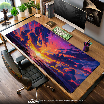 Sunset Horizon Mouse Pad, Abstract Anime Desk Mat
