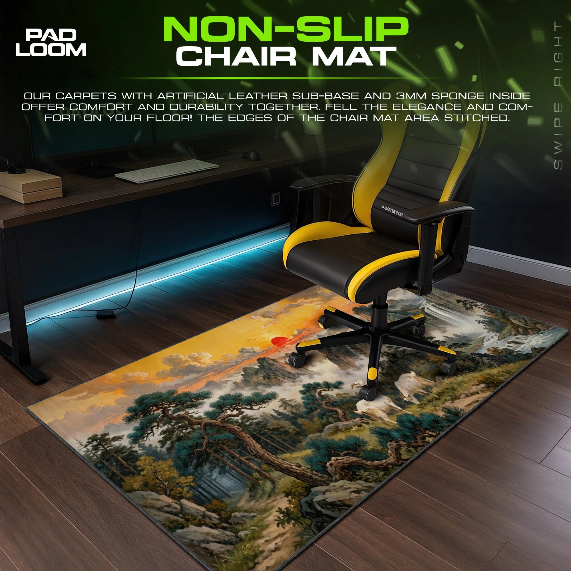 Sunset Ridge Goats – stitched-edge, non-slip mouse pad detail