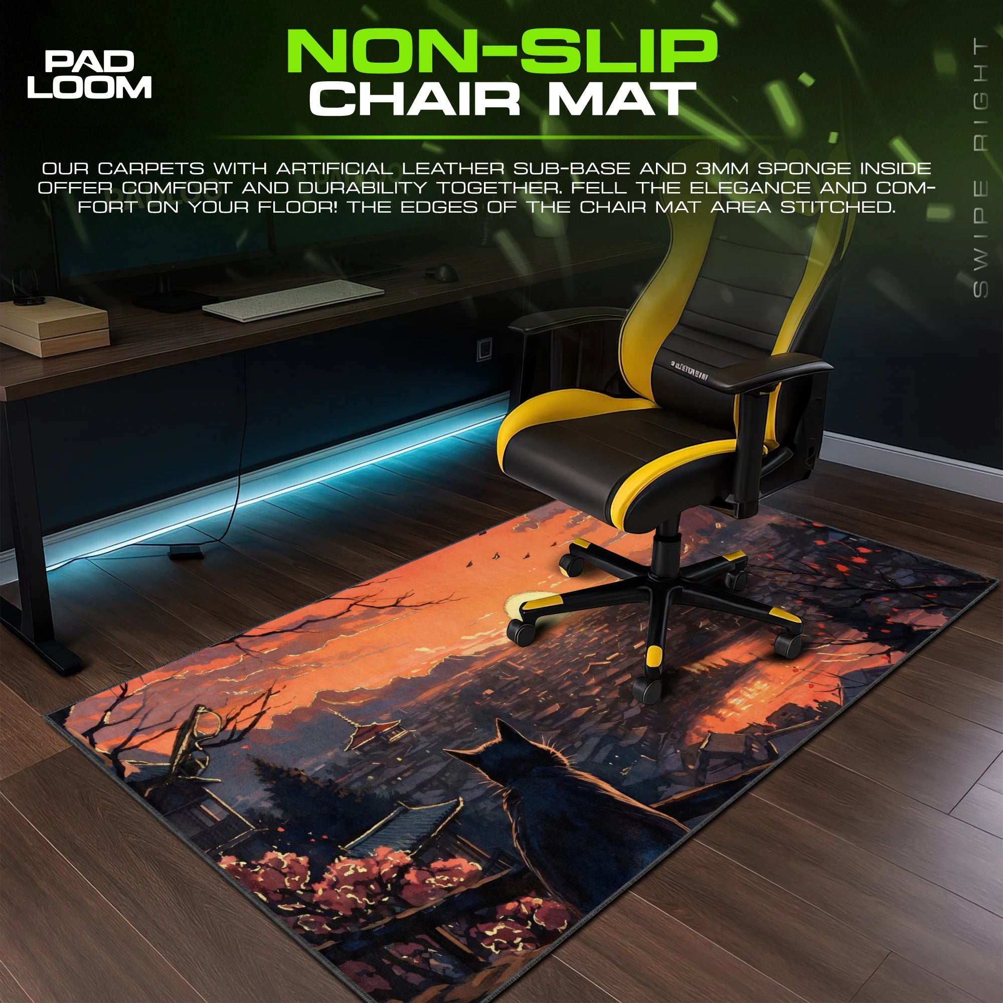 Sunset Rooftops Cat Mouse Pad - Anime Desk Mat