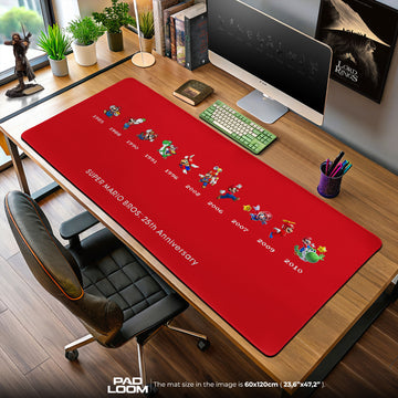 Super Mario 25th Anniversary Mouse Pad, Game Retro Gaming Desk Mat