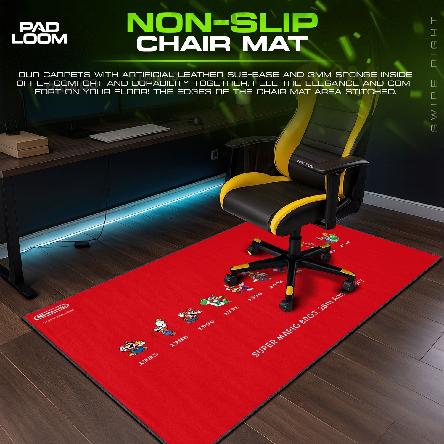 Super Mario 25th Anniversary Mouse Pad, Game Retro Gaming Desk Mat Padloom