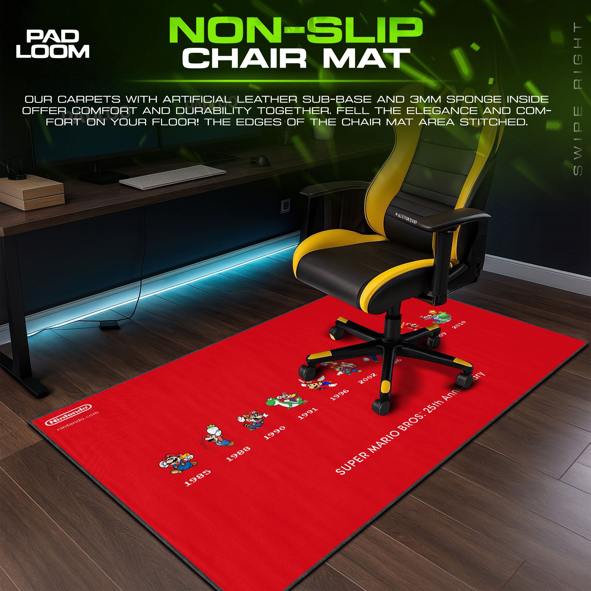 Super Mario 25th Anniversary Mouse Pad, Game Retro Gaming Desk Mat