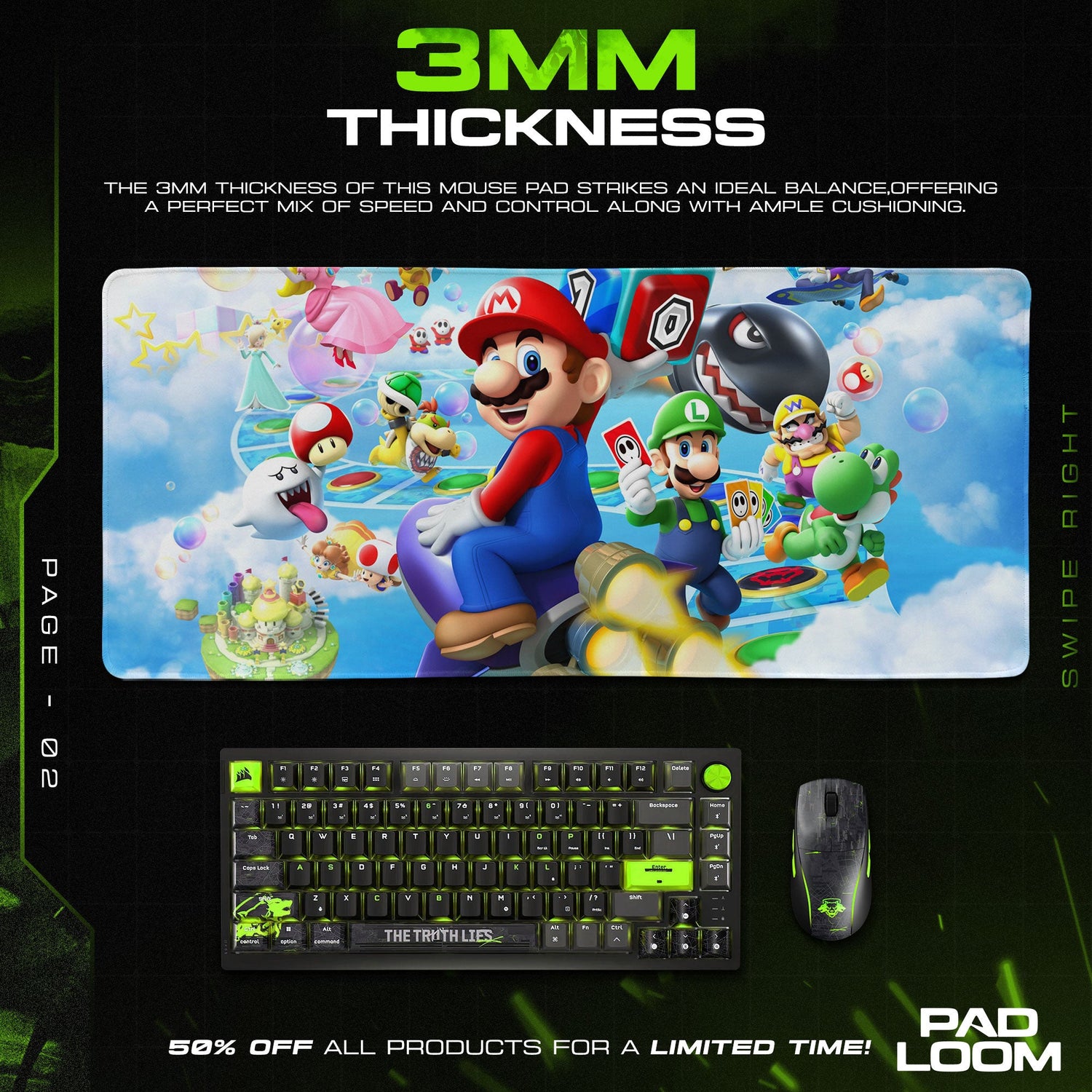 Super Mario Board Game Mouse Pad, Cartoon Mario Gaming Desk Mat Padloom