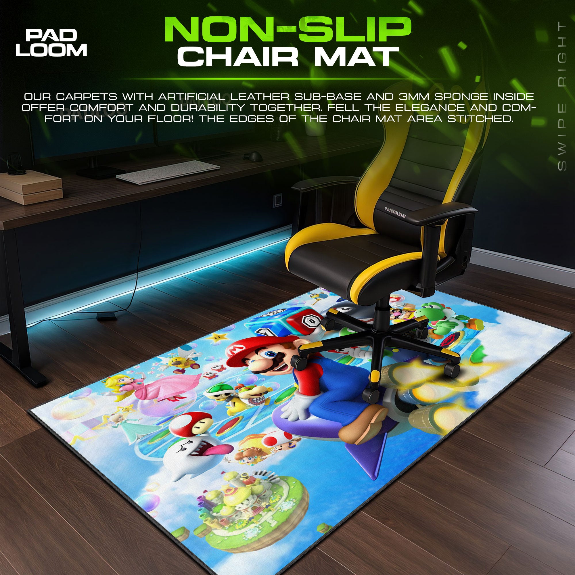 Super Mario Board Game Mouse Pad, Cartoon Mario Gaming Desk Mat