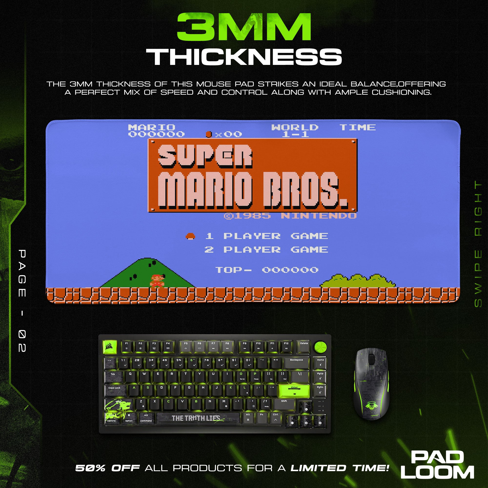 Super Mario Bros Classic Title Screen Mouse Pad, Retro Game Desk Mat