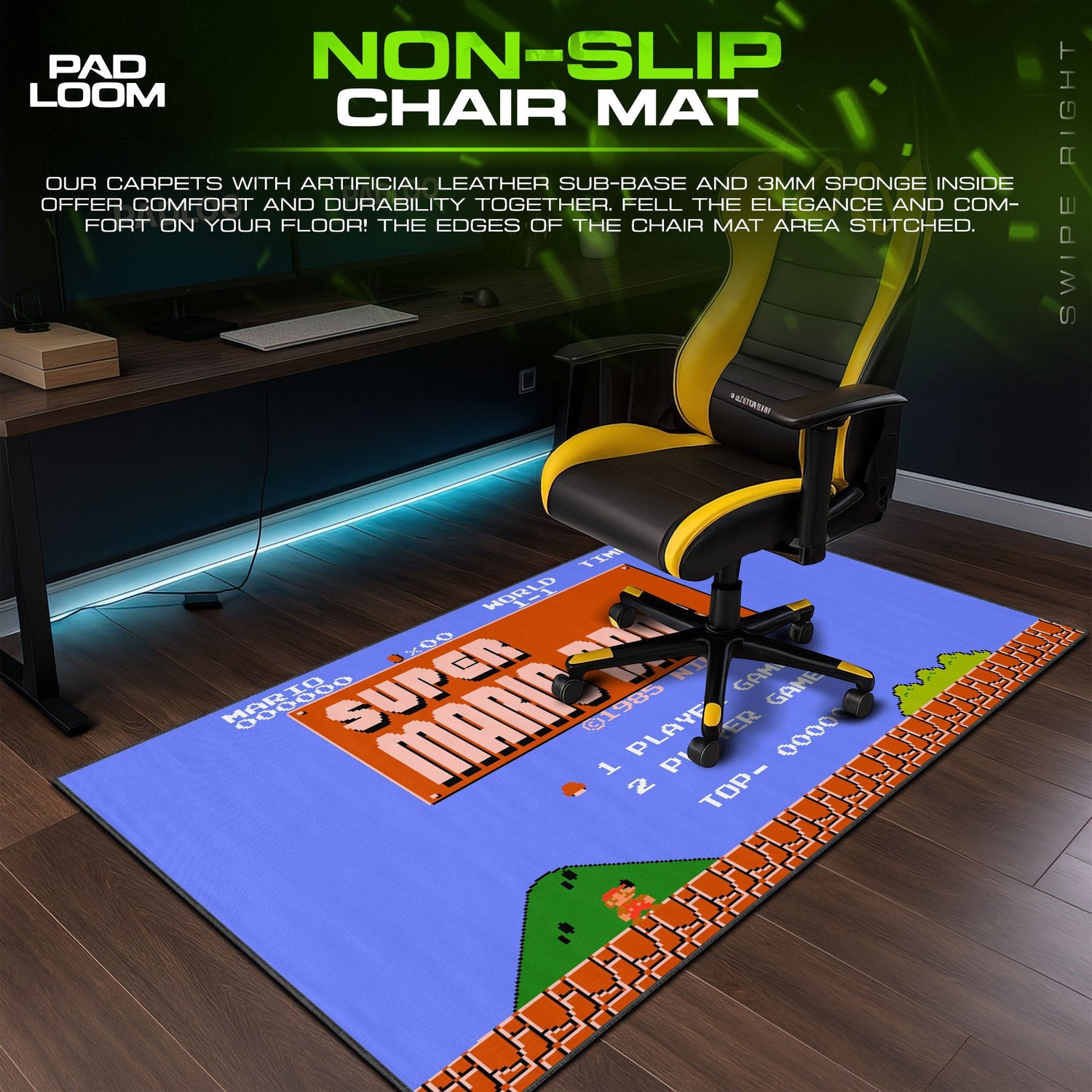 Super Mario Bros Classic Title Screen Mouse Pad, Retro Game Desk Mat Padloom