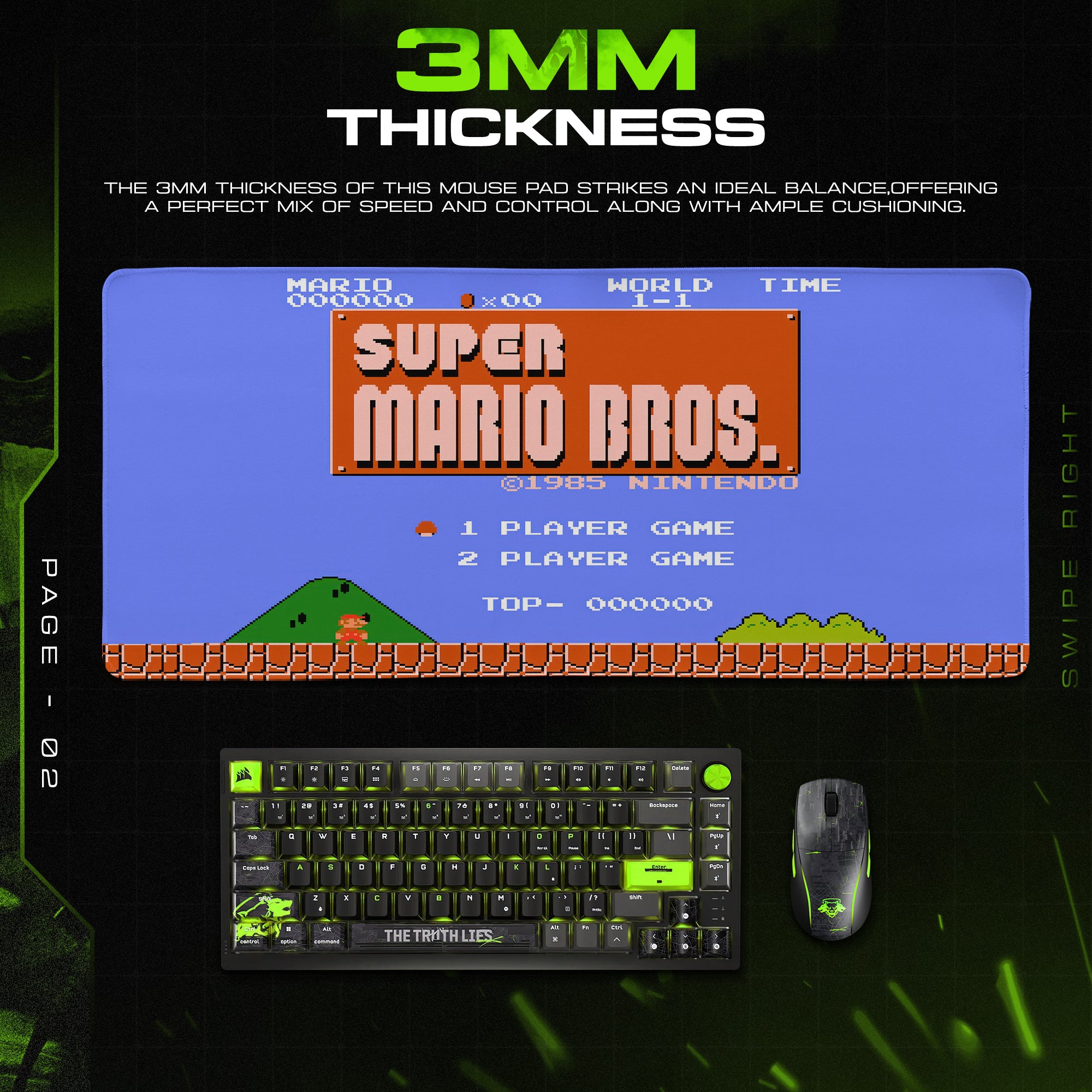 Super Mario Bros. Titelbildschirm-Mauspad – Retro-Gaming-Schreibtischmatte
