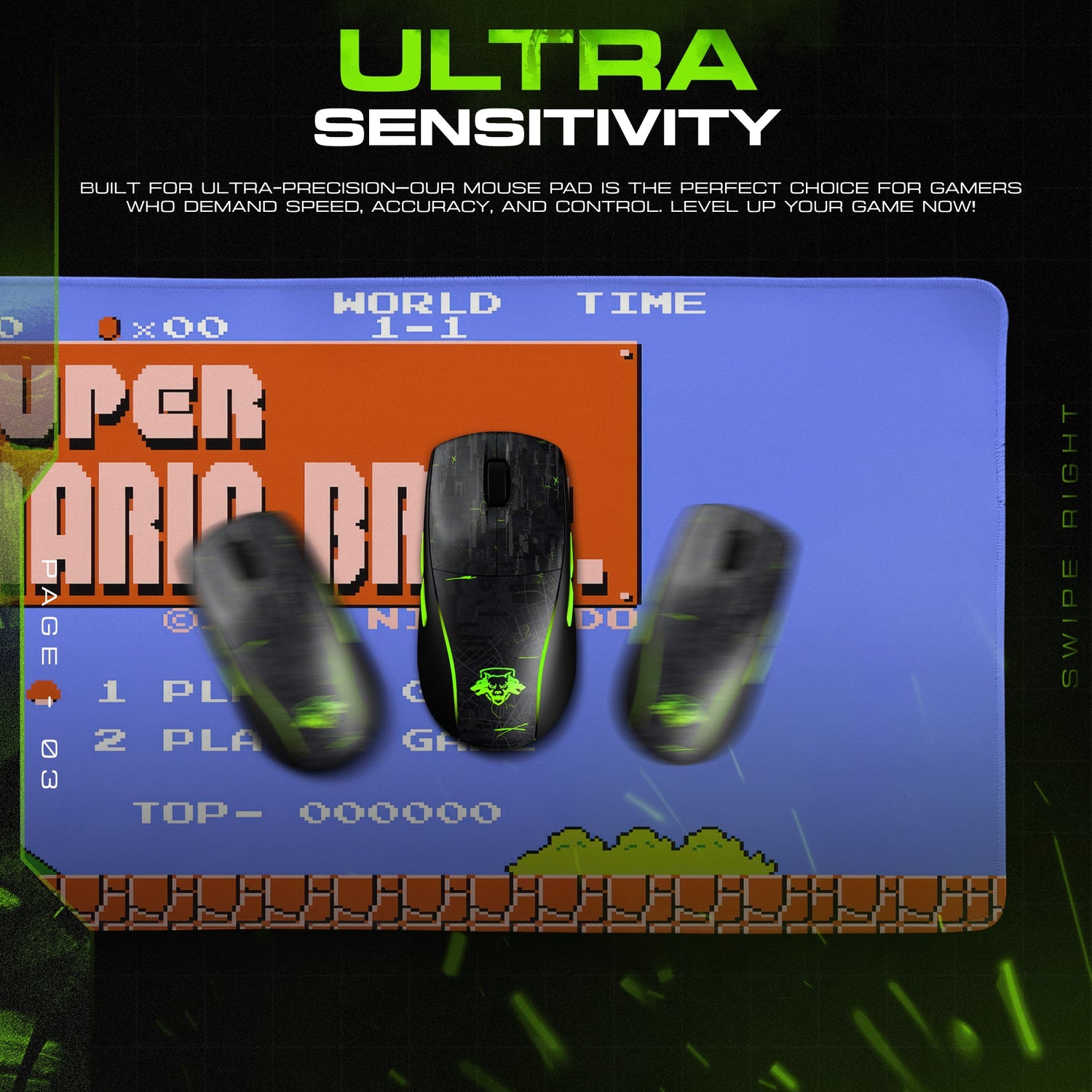 Super Mario Bros. Title Screen Mouse Pad – Retro Gaming Desk Mat Padloom