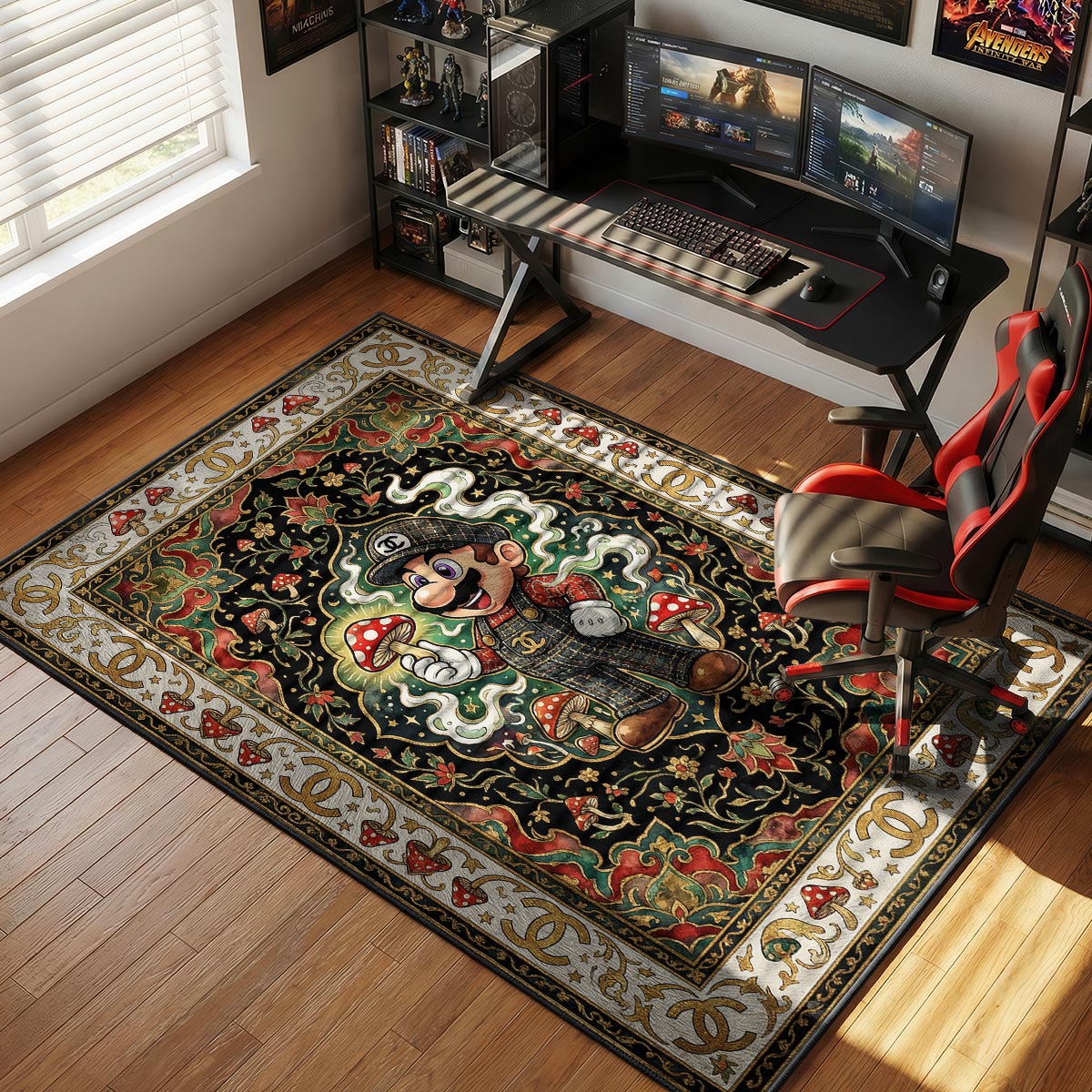 Super Mario Chanel Monogram Persian Luxury Floor rug — main product view