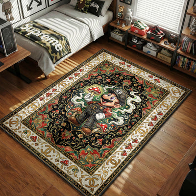 Super Mario Chanel Monogram Persian Rug - Luxury Floor Mat