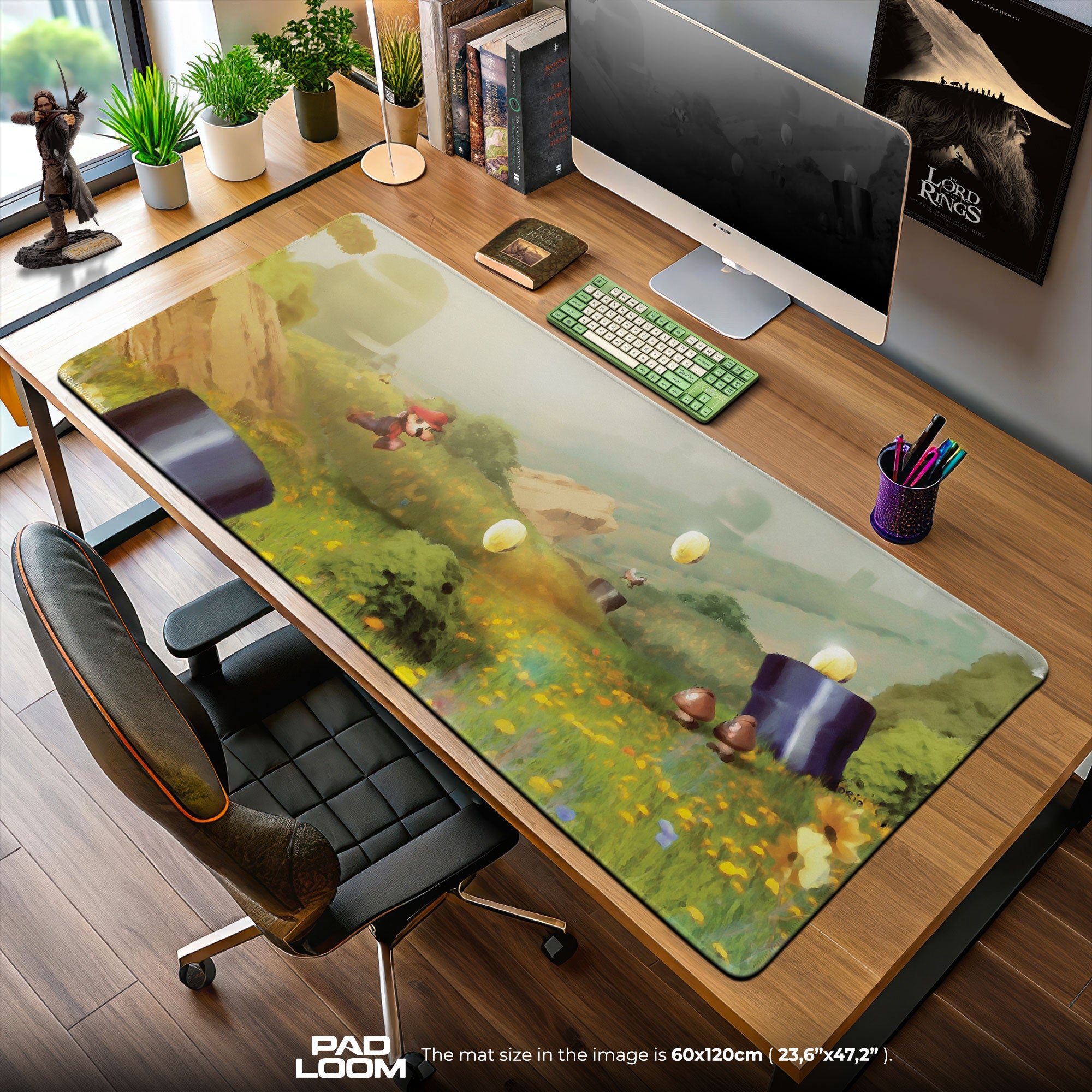 Super Mario Countryside Mouse Pad, Cartoon Mario Gaming Desk Mat