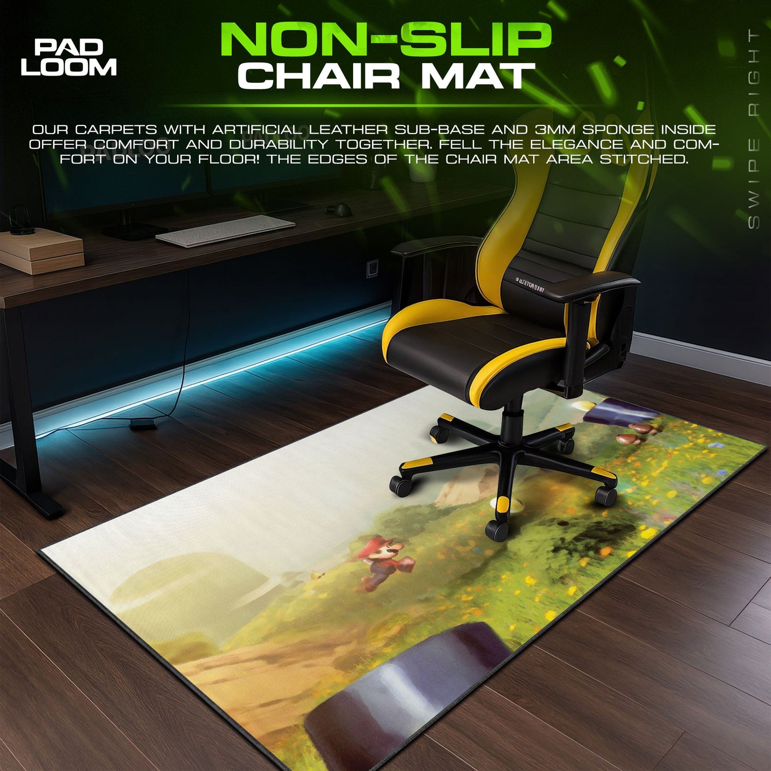 Super Mario Countryside Mouse Pad, Cartoon Mario Gaming Desk Mat Padloom
