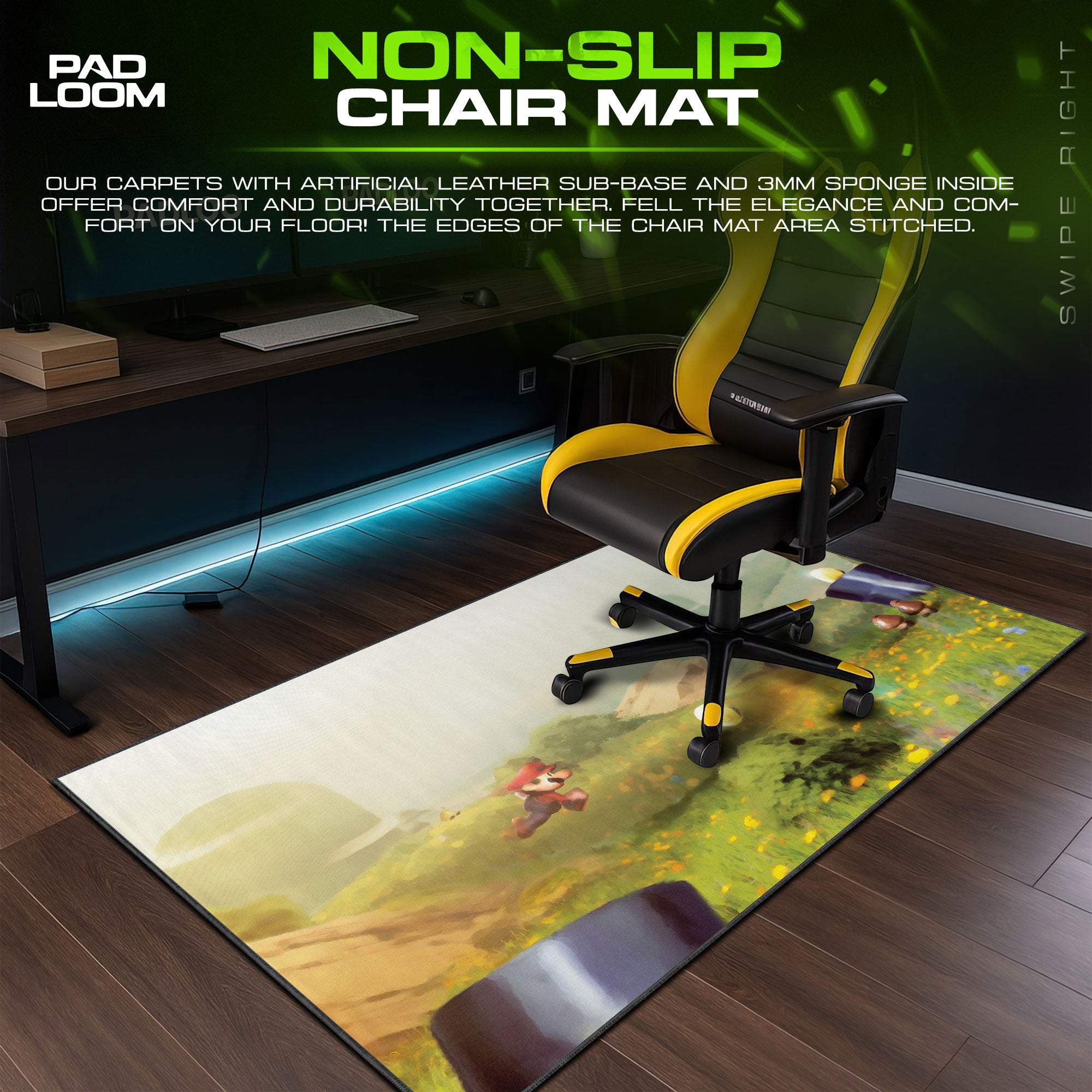 Super Mario Countryside Mouse Pad, Cartoon Mario Gaming Desk Mat