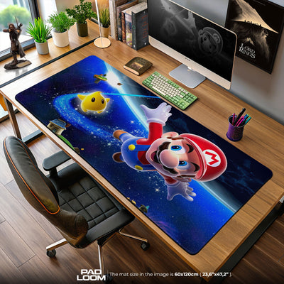 Super Mario Galaxy Star Flight Mouse Pad, Game Cosmic Gaming Desk Mat