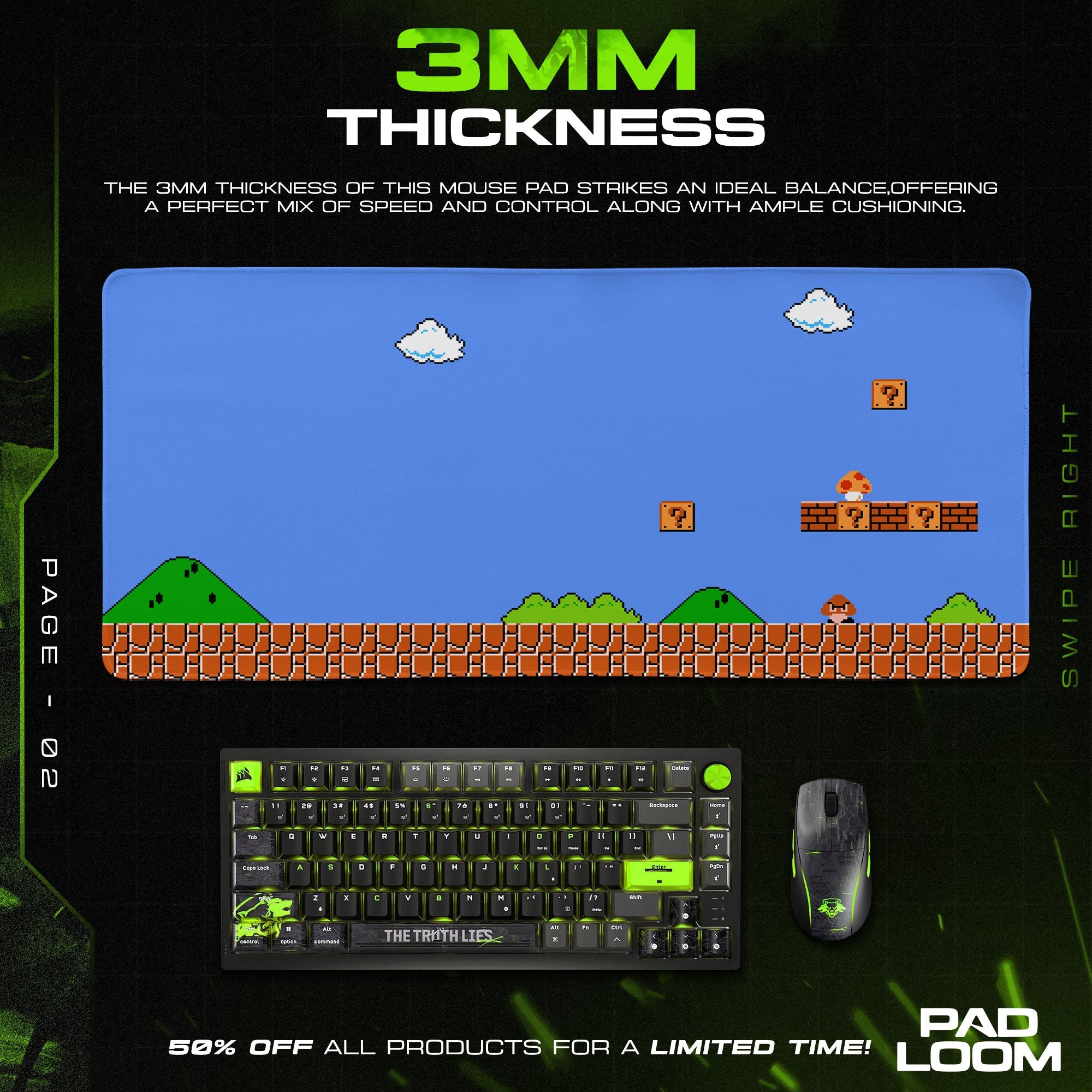 Super Mario Mouse Pad - Classic Level Gaming Desk Mat Padloom