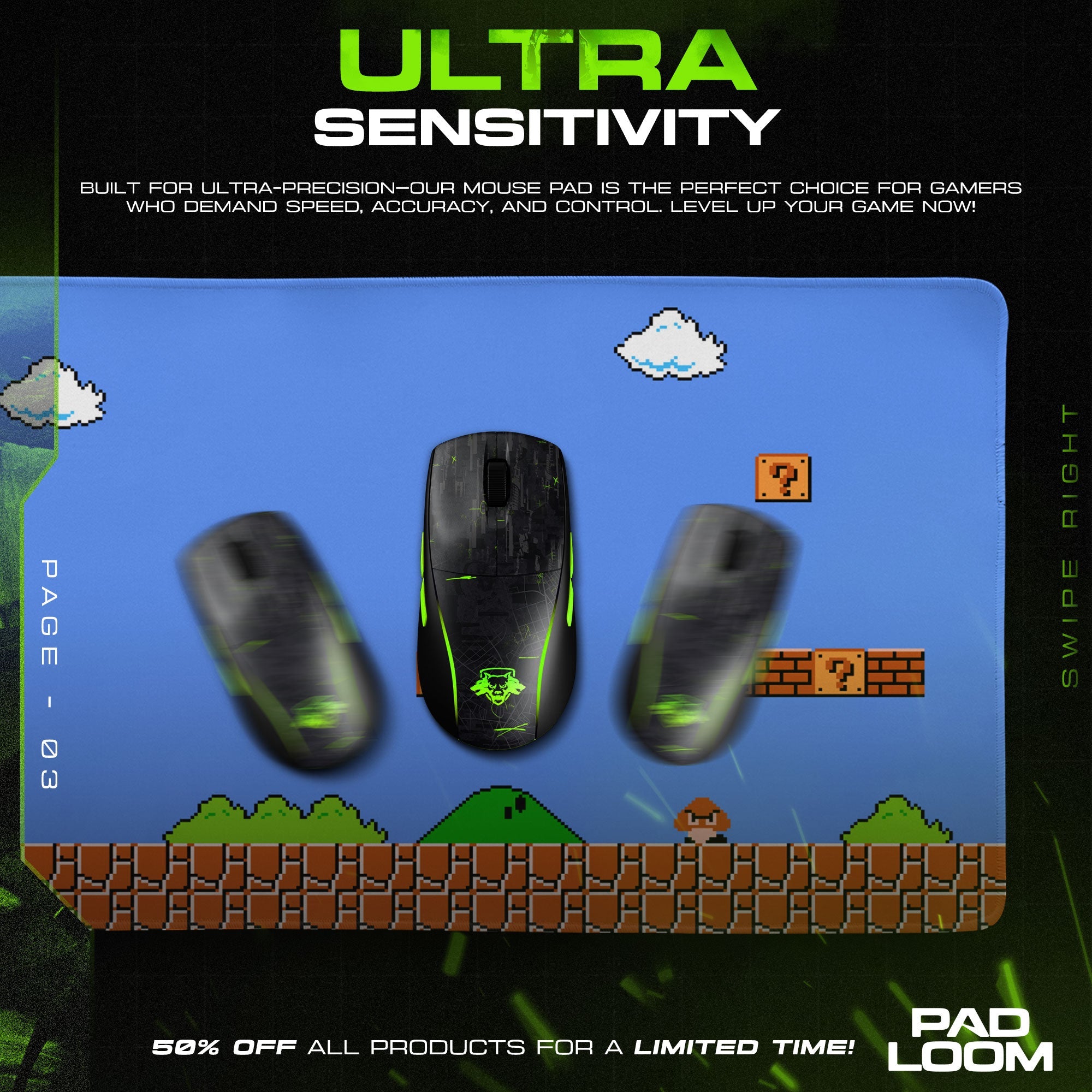 Super Mario Mouse Pad - Classic Level Gaming Desk Mat Padloom