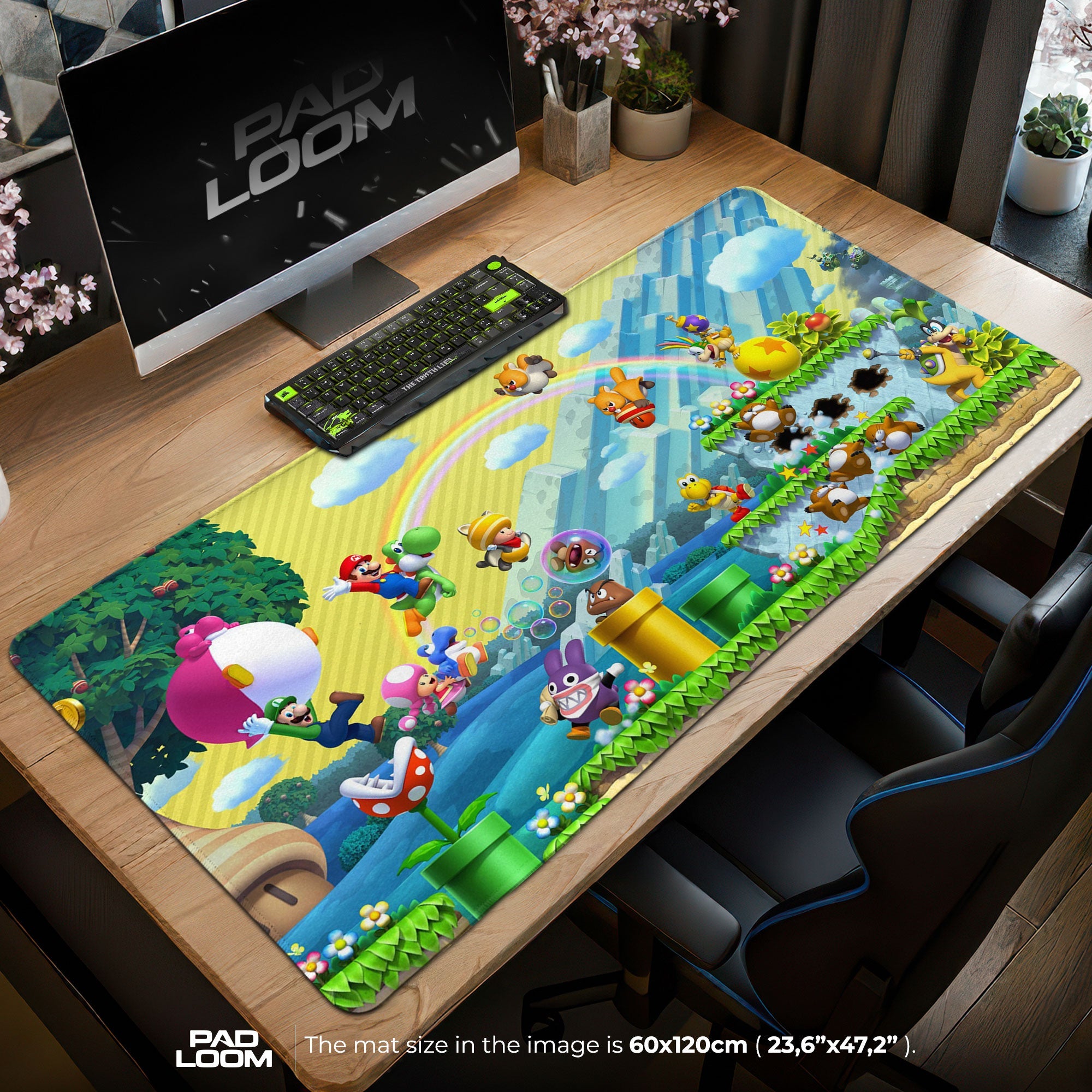 Super Mario Mouse Pad - Retro Castle Gaming Desk Mat Padloom