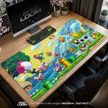 Super Mario Mouse Pad - Retro Castle Gaming Desk Mat Padloom