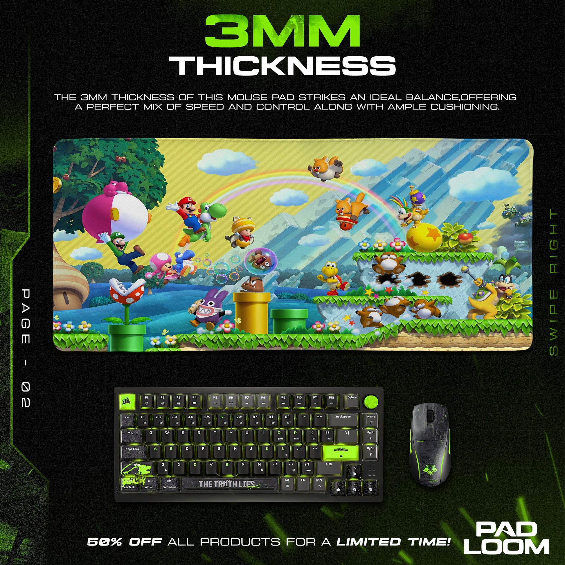 Super Mario Mouse Pad - Retro Castle Gaming Desk Mat Padloom