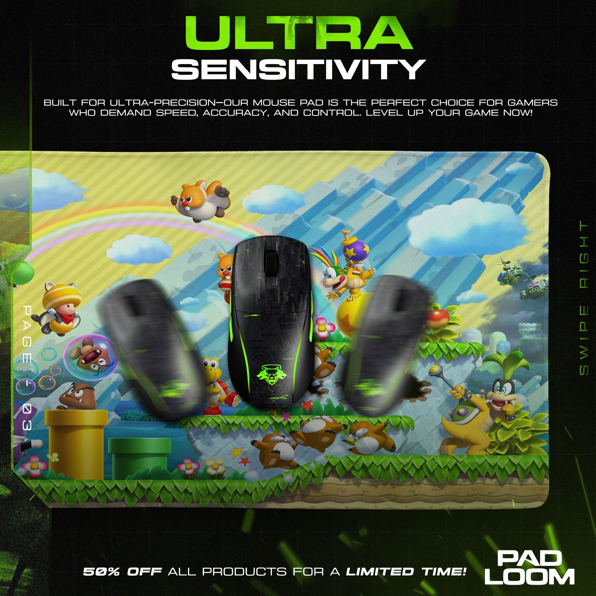 Super Mario Mouse Pad - Retro Castle Gaming Desk Mat Padloom