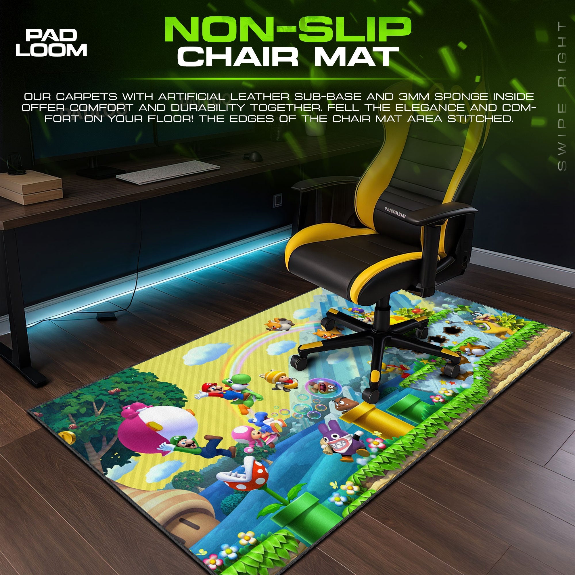Super Mario Mouse Pad - Retro Castle Gaming Desk Mat Padloom