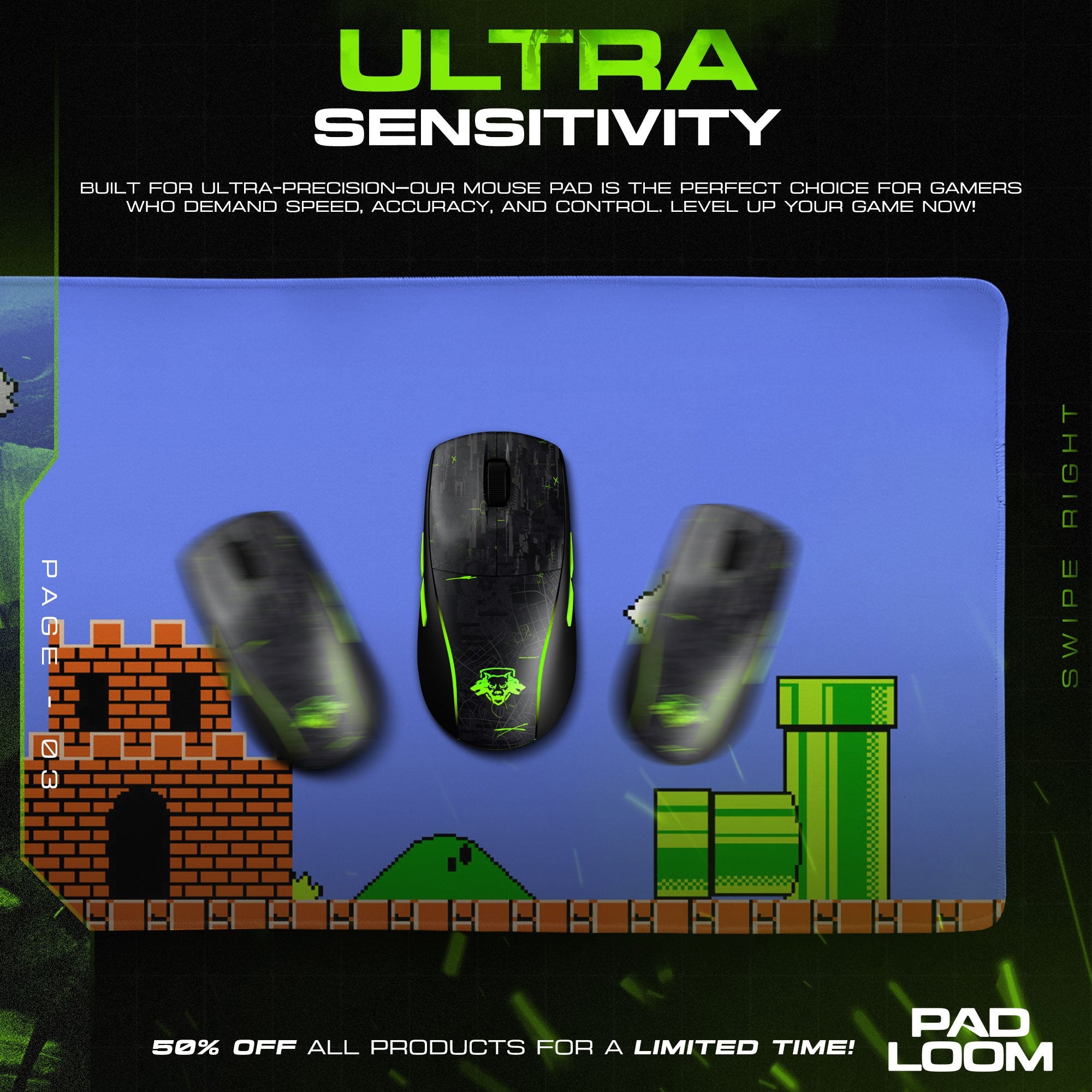 Super Mario Mouse Pad - Retro Castle Gaming Desk Mat Padloom