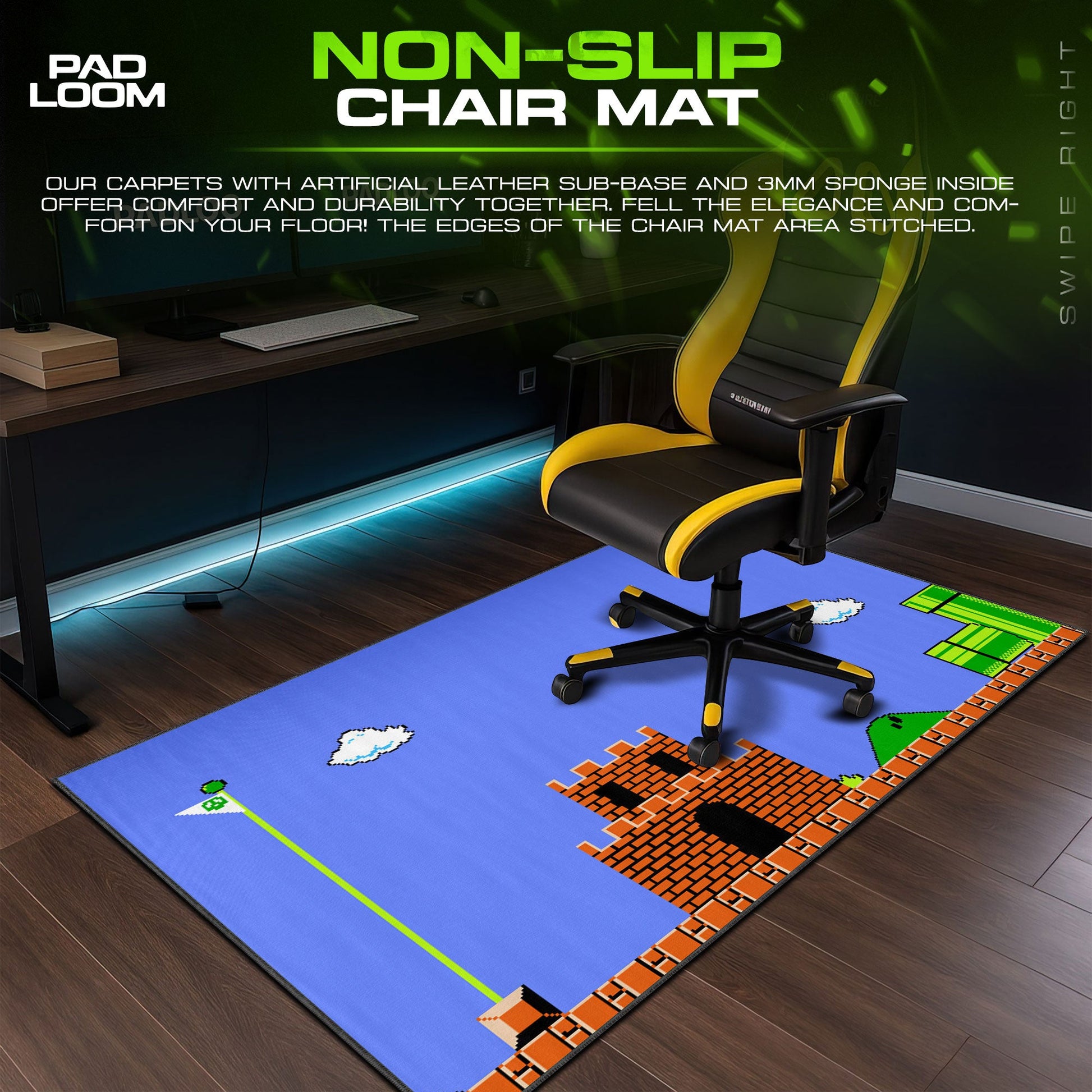 Super Mario Mouse Pad - Retro Castle Gaming Desk Mat Padloom