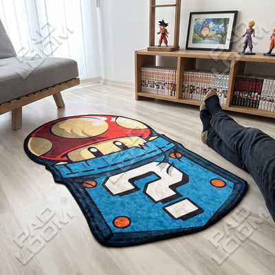 Super Mario Mushroom Rug - Shaped Gaming Area Rug
