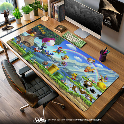 Super Mario Rainbow World Mouse Pad, Game Gamer Desk Mat