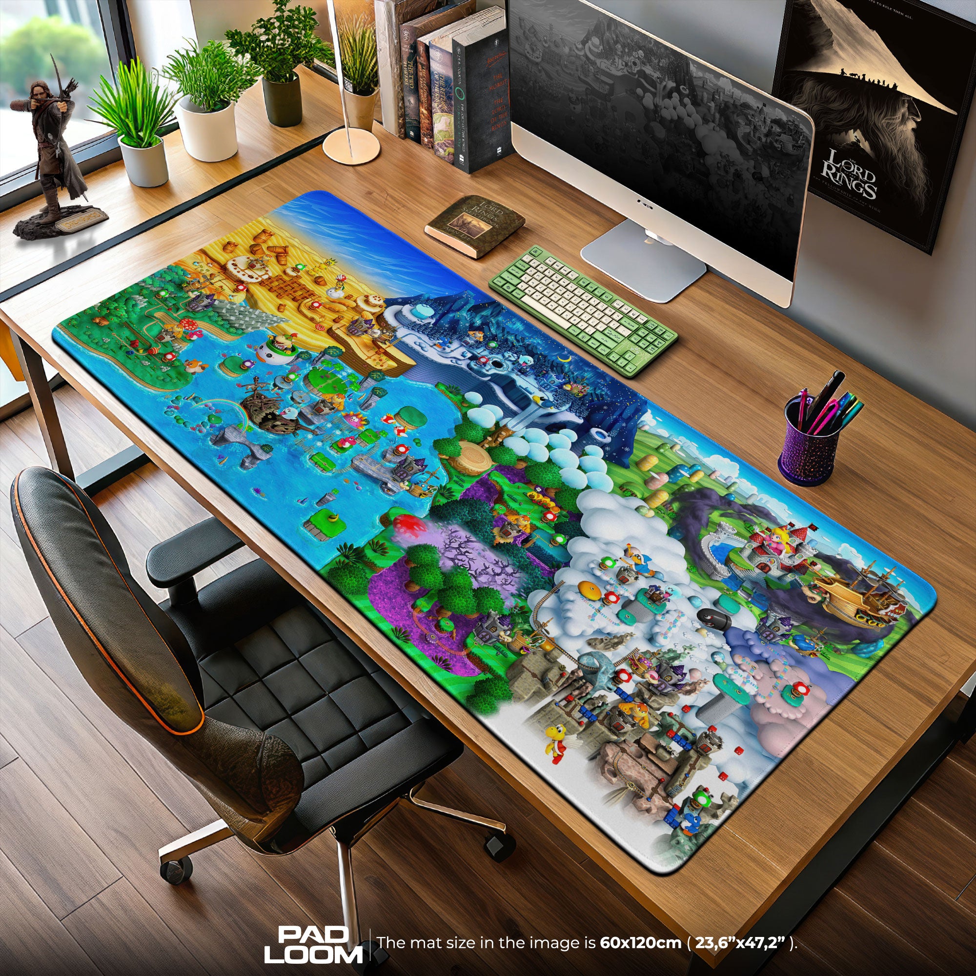 Super Mario World Map Mouse Pad, Game Adventure Desk Mat