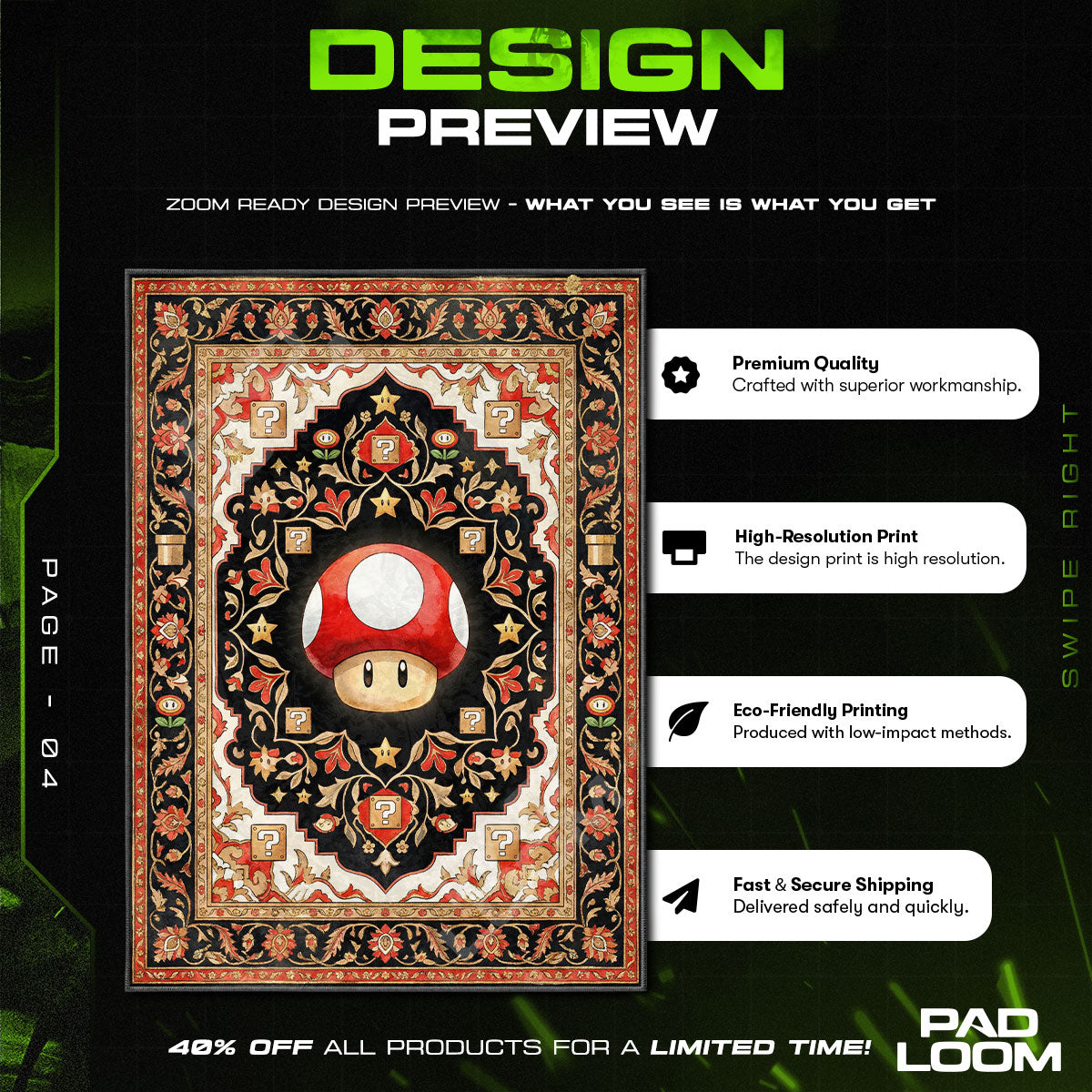 Chair character design printed on rug