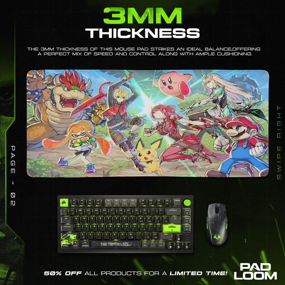 Super Smash Bros Ultimate Mouse Pad, Game Battle Roster Gaming Desk Mat