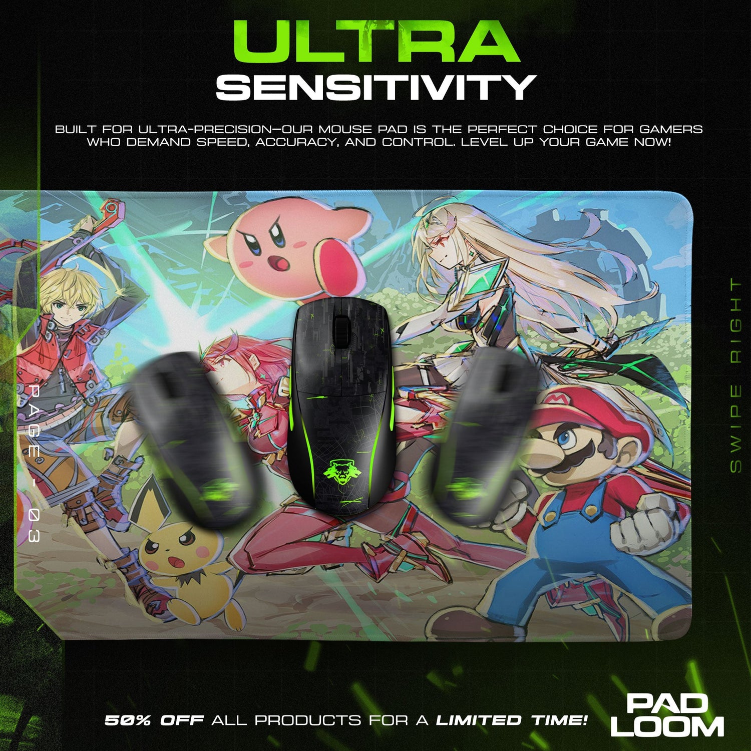 Super Smash Bros Ultimate Mouse Pad, Game Battle Roster Gaming Desk Mat Padloom