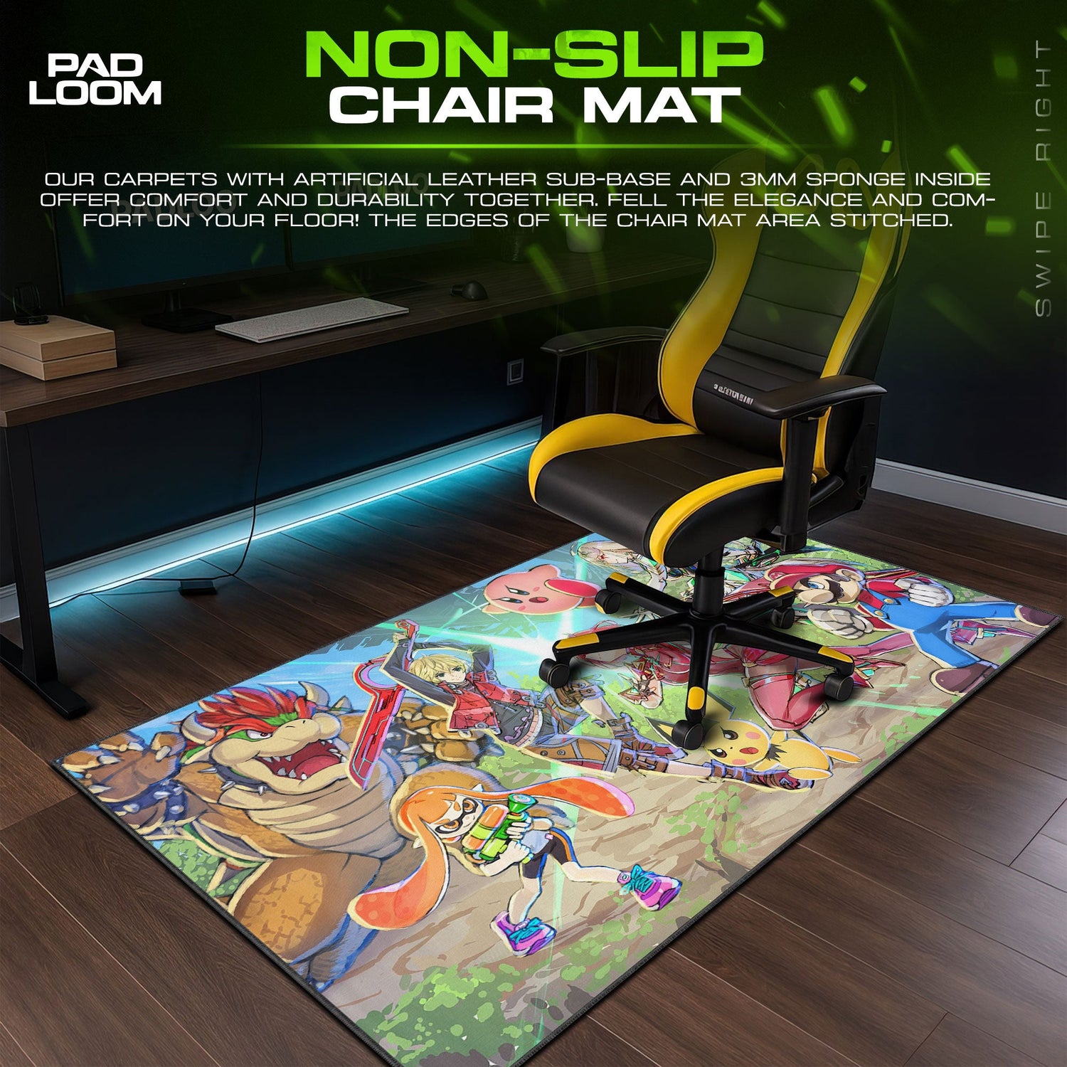 Super Smash Bros Ultimate Mouse Pad, Game Battle Roster Gaming Desk Mat Padloom