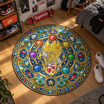 Super Sonic Emerald Round Rug - Sonic Chair Mat
