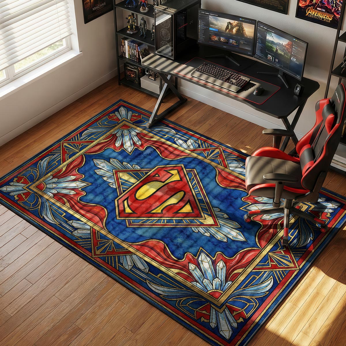 Superman Art Deco Shield DC Comics Room rug — main product view